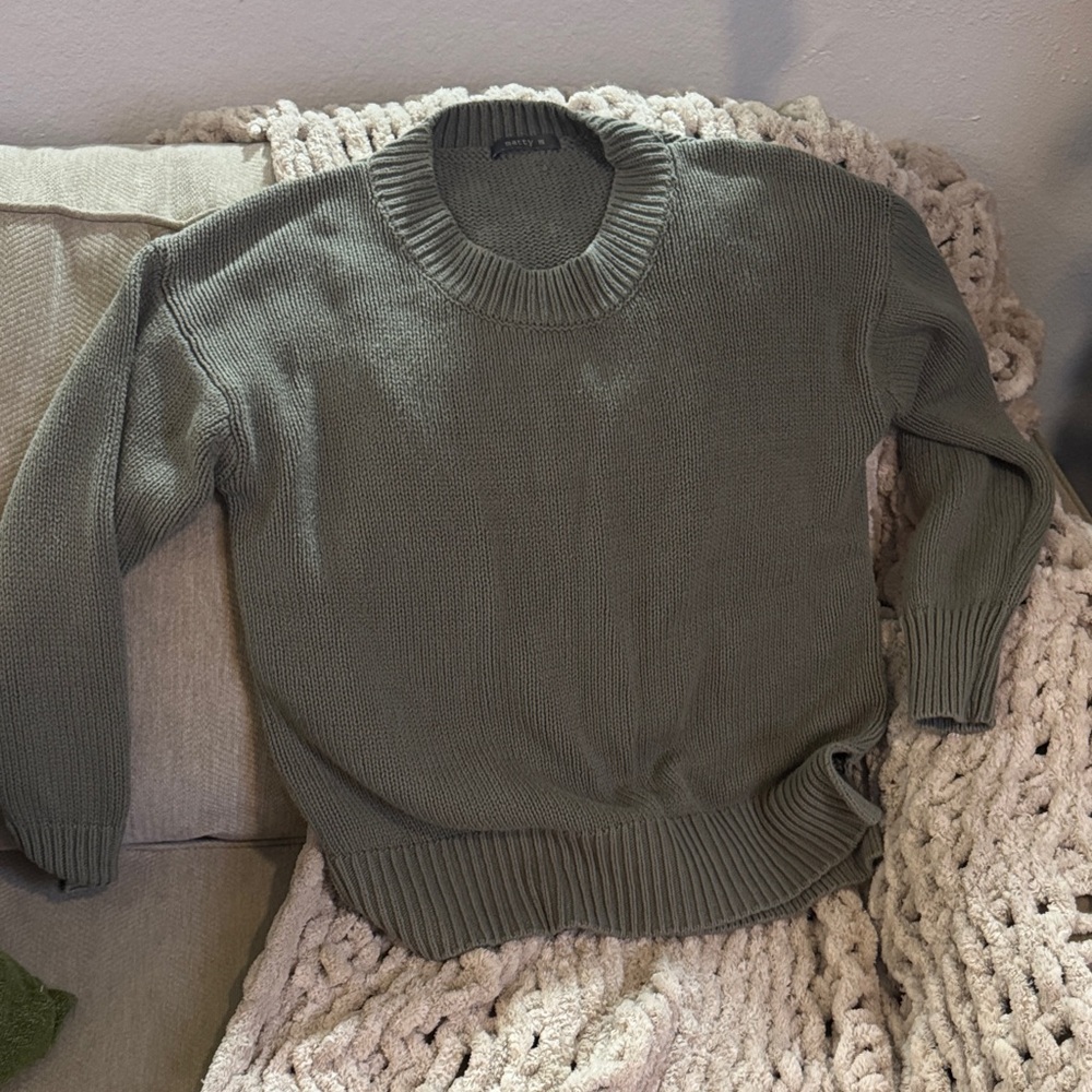 Matty M Textured Knit Sweater in Olive